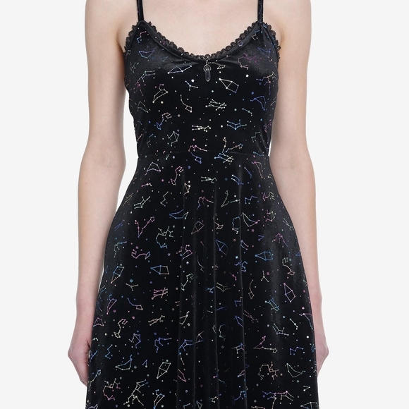 Hot Topic Dresses & Skirts - NWOT Hot Topic Cosmic Aura Rainbow Constellations Velvet Skater Dress-2x-READ